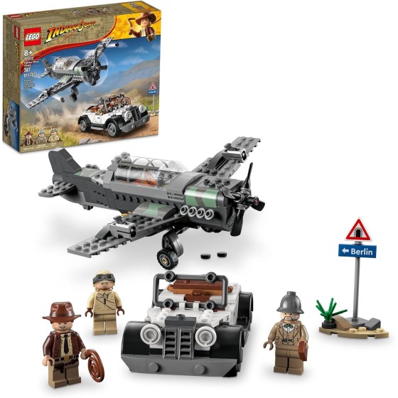 LEGO Indiana Jones and the Last Crusade Fighter Plane Chase 77012 Building Set, Featuring a Buildable Car Airplane Toy, 3 Minifigures Including Jones