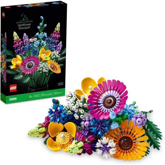 LEGO Botanicals Artificial Wildflower Bouquet - Fake Indoor Flowers Building Set for Home, Kitchen, Desk Decoration