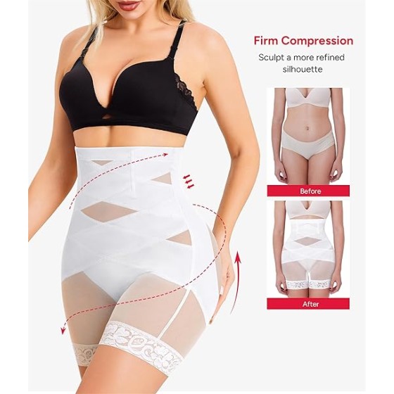 Nebility Shapewear Tummy Control Body Shaper High Waisted Butt Lifting Panties Shapewear Shorts Thigh Slimmer