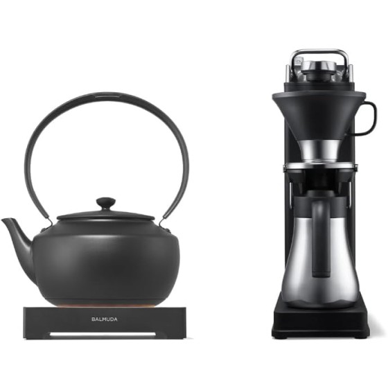 BALMUDA Combo Pack: MoonKettle Black & The Brew | Electric Kettle with Temp Control & Automatic Pour Over Coffee Maker