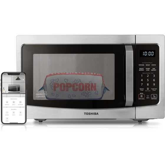 TOSHIBA ML-EM34P(SS) Smart Countertop Microwave, Sensor Reheat, Works With Alexa & Remote Control, Kitchen Essentials, Mute Function&ECO Mode, 1100W, 1.3 Cu Ft, With 12.4" Turntable, Stainless Steel